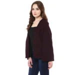 Generic Women's Polyester Solid Cape Sleeve Blazer (Wine) - Image 3