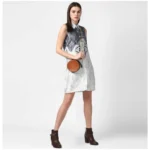 Generic Women's Polyester Printed Sleeveless Above Knee Dress (Blue) - Image 5