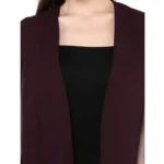 Generic Women's Polyester Solid Cape Sleeve Blazer (Wine) - Image 2