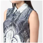 Generic Women's Polyester Printed Sleeveless Above Knee Dress (Blue) - Image 2