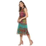 Generic Women's Polyester Floral Sleeveless Below Knee Dress (Multicolor) - Image 3