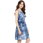 Generic Women's Denim Tie & Dye Sleeveless Above Knee Dress (Blue) - Image 4