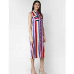 Generic Women's Polyester Striped Sleeveless Calf-length Dress (Multicolor) - Image 3