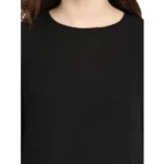 Generic Women's Polyester Georgette Self Design Bell Sleeve Regular Top (Black) - Image 2