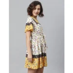 Generic Women's Polyester Floral Flutter Above Knee Dress (Multicolor) - Image 3