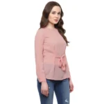 Generic Women's Polyester Solid Long Sleeves Regular Top (Pink) - Image 4