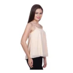 Generic Women's Polyester Solid Shoulder Straps Regular Top (Beige) - Image 5