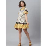 Generic Women's Polyester Floral Flutter Above Knee Dress (Multicolor) - Image 5