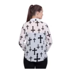 Generic Women's Polyester Printed Long Sleeves Standard Length Shirt (White) - Image 5
