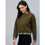 Generic Women's Fleece Solid Long Sleeves Sweatshirt (Olive) - Image 4