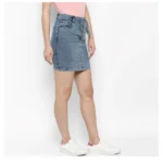 Generic Women's Denim Draw String Buttoned Skirt (Blue) - Image 4