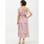 Generic Women's Polyester Floral One Shoulder Calf-length Dress (Multicolor) - Image 7