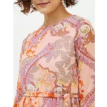 Generic Women's Polyester Printed Long Sleeves Calf-length Dress (Multicolor) - Image 2