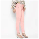 Generic Women's Denim Solid Buttoned Jeans (Pink) - Image 4