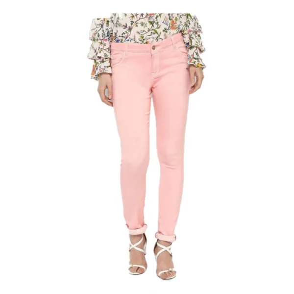 Generic Women's Denim Solid Buttoned Jeans (Pink)
