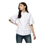 Generic Women's Cotton Solid Bell Sleeve Top (White)