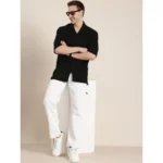 Generic Men's Cotton Blend Solid Half-Sleeve Regular Shirt (Black) - Image 4