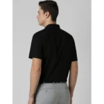 Generic Men's Cotton Blend Solid Half-Sleeve Regular Shirt (Black) - Image 3
