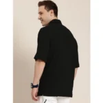 Generic Men's Cotton Blend Solid Half-Sleeve Regular Shirt (Black) - Image 3
