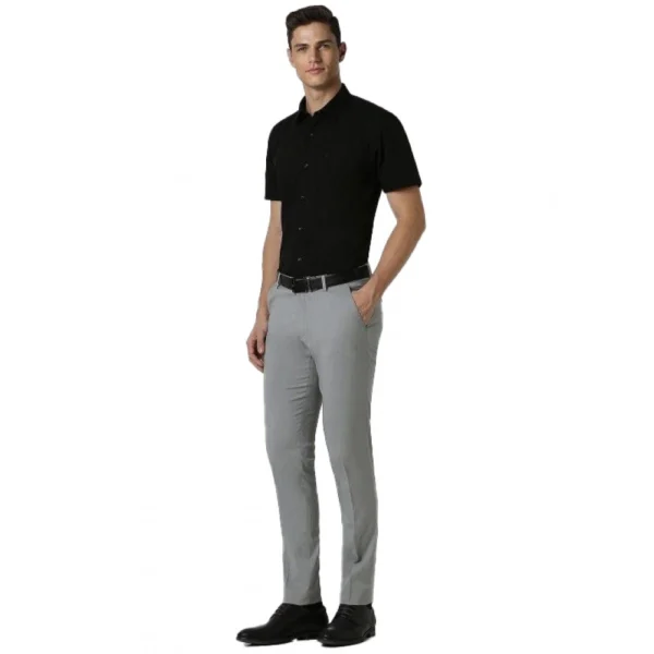 Generic Men's Cotton Blend Solid Half-Sleeve Regular Shirt (Black)