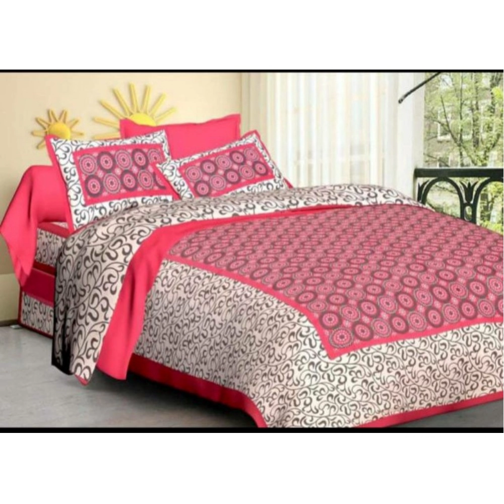 54140158922_ea80e7f718_o_d-1000x1000-1.webp Generic Cotton Printed Queen Size Bedsheet With 2 Pillow Covers (Pink, 90x100 Inch) - Image 1
