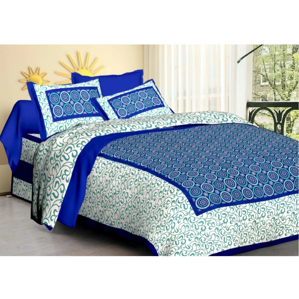54141015001_704cbcb0d0_o_d-1000x1000-1.webp Generic Cotton Printed Queen Size Bedsheet With 2 Pillow Covers (Blue, 90x100 Inch) - Image 1