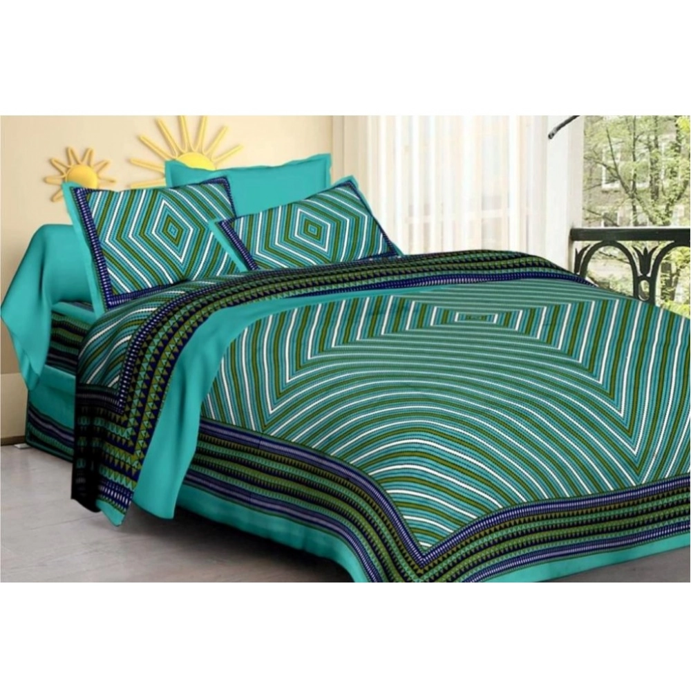 54141292133_769717f9d1_o_d-1000x1000-1.webp Generic Cotton Printed Queen Size Bedsheet With 2 Pillow Covers (Green, 90x100 Inch) - Image 1