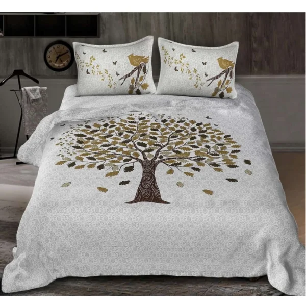 Generic Cotton Printed Queen Size Bedsheet With 2 Pillow Covers (White, 90x100 Inch)