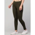 Generic Women's Polyester Solid Ankle Length High-Rise Tights (Olive) - Image 2