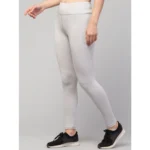 Generic Women's Polyester Solid Ankle Length High-Rise Tights (Light Grey) - Image 2