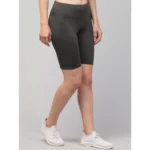 Generic Women's Polyester Solid Above Knee High-Rise Shorts (Green) - Image 5