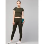 Generic Women's Polyester Solid Ankle Length High-Rise Tights (Olive) - Image 5