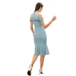 Generic Women's Knitting stretchable Solid Round Neck Sleeveless Dress (Pista ) - Image 5