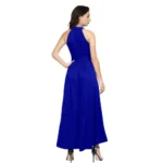 Generic Women's Polyster Solid Halter Neck Sleeveless Dress (Royal Blue) - Image 2