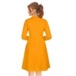 Generic Women's Knitting stretchable Solid Round Neck Full Sleeve Dress (Yellow) - Image 5