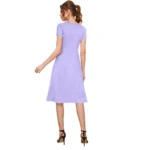 Generic Women's Knitting stretchable Solid Round Neck Cap Sleeve Dress (Purple) - Image 5