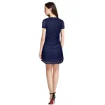 Generic Women's Rasal Solid Round Neck Cap Sleeve Dress (Blue) - Image 5