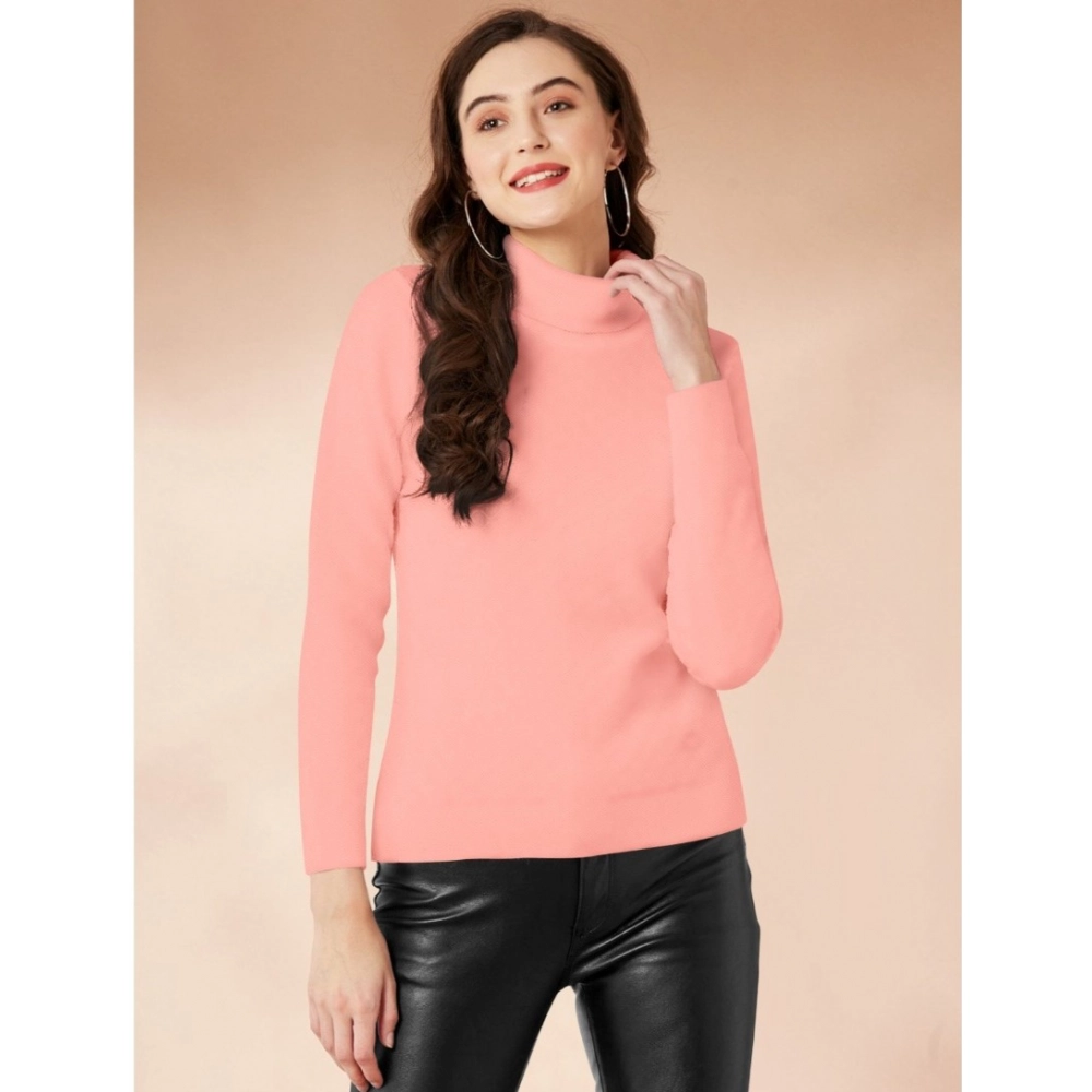 54165430706_9f9221f691_o_d-1000x1000-1.webp Generic Women's Polyester Solid High Neck Full Sleeve T-Shirt (Peach) - Image 1