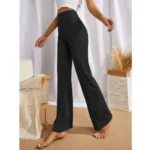 Generic Women's Polyester Solid Regular Fit Pant (Black) - Image 2