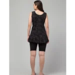 Generic Women's Polyester Spandex Printed Slip On Round Neck Swimsuit Set (Black) - Image 5