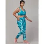 Generic Women's Polyester Spandex Printed Ankle Length High Rise Slip On Tights and Bra Set (SkyBlue) - Image 3