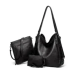 Generic Women's PU Leather Medium Shoulder Zipper Handbag (Black)