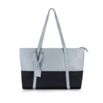 Generic Women's Faux Leather Large Shoulder Zipper Handbag (Light Blue)