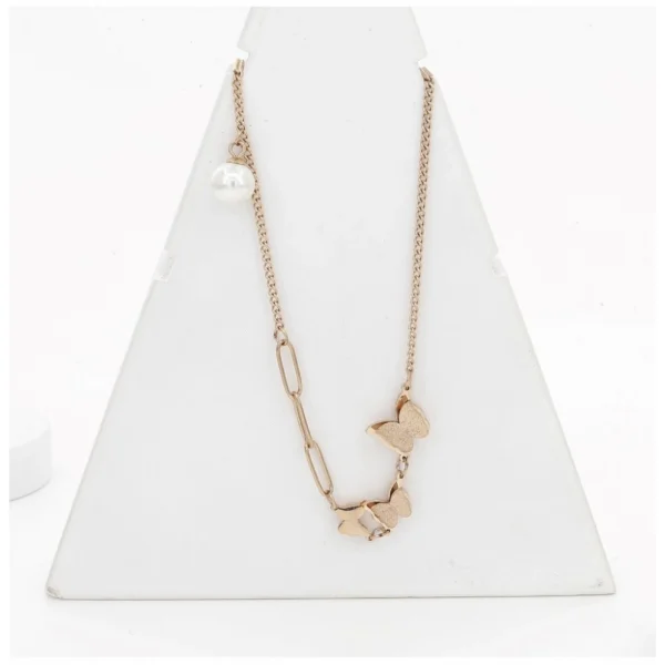 Generic Women's Stainless Steel Butterfly Pendent Delicate Chain (Gold Plated)