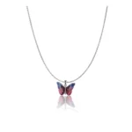 Generic Women's Stainless Steel Colorful Butterfly Pendent Dailywear chain (Silver Plated)