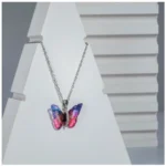 Generic Women's Stainless Steel Colorful Butterfly Pendent Dailywear chain (Silver Plated) - Image 3