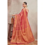 Generic Women's Silk Blend Floral Printed Saree With Unstitched Blouse 5.5Mtr (Pink) - Image 2