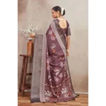 Generic Women's Crepe Silk Printed Saree With Unstitched Blouse 5.5Mtr (purple) - Image 2