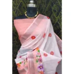 Generic Women's Cotton Linen Woven Design Saree With Unstitched Blouse 5.5Mtr (Peach) - Image 3