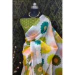 Generic Women's Cotton Linen Woven Design Saree With Unstitched Blouse 5.5Mtr (Green) - Image 3